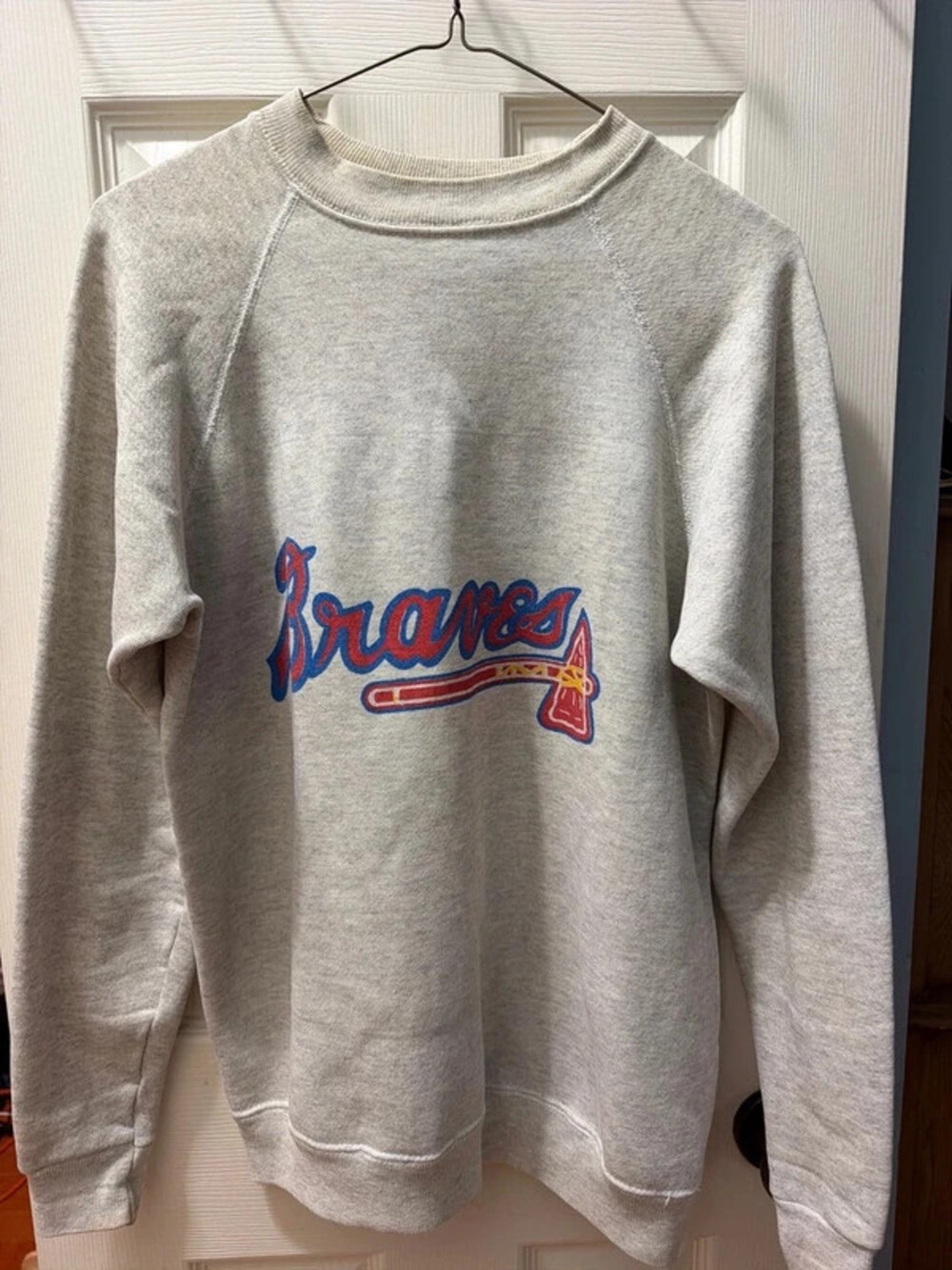 Atlanta Braves Sweatshirt Gray Vintage Size L